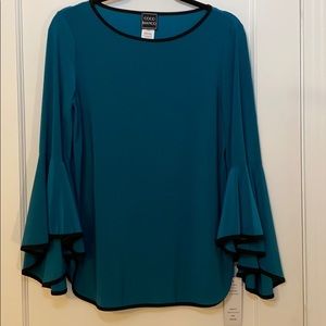 Coco Bianco Women’s M Top - Teal w/black trim